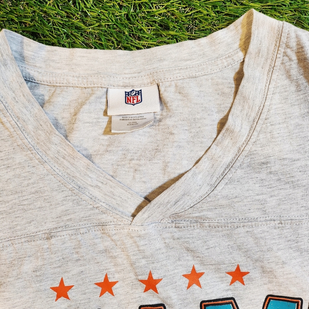 Vintage 90s Y2k NFL Miami Dolphins Football Gray Tee NFL Rare - Picture 3 of 5